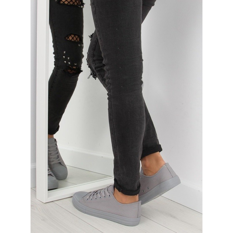 Grå kvinnors monokollgrå sneakers NB176 Grå 2