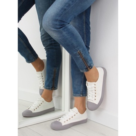 Kvinnors vita och grå sneakers BL97P VIT / GRÅ 2