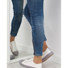 Kvinnors vita och grå sneakers BL97P VIT / GRÅ 1