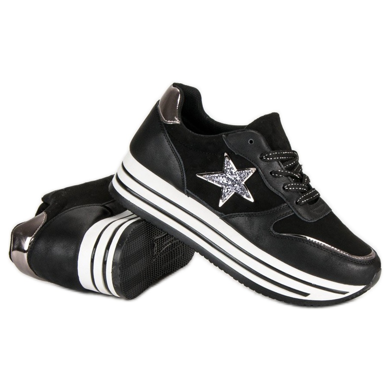 Trendiga sneakers på plattformen svart 1