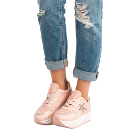 Trendiga sneakers på plattformen rosa 2