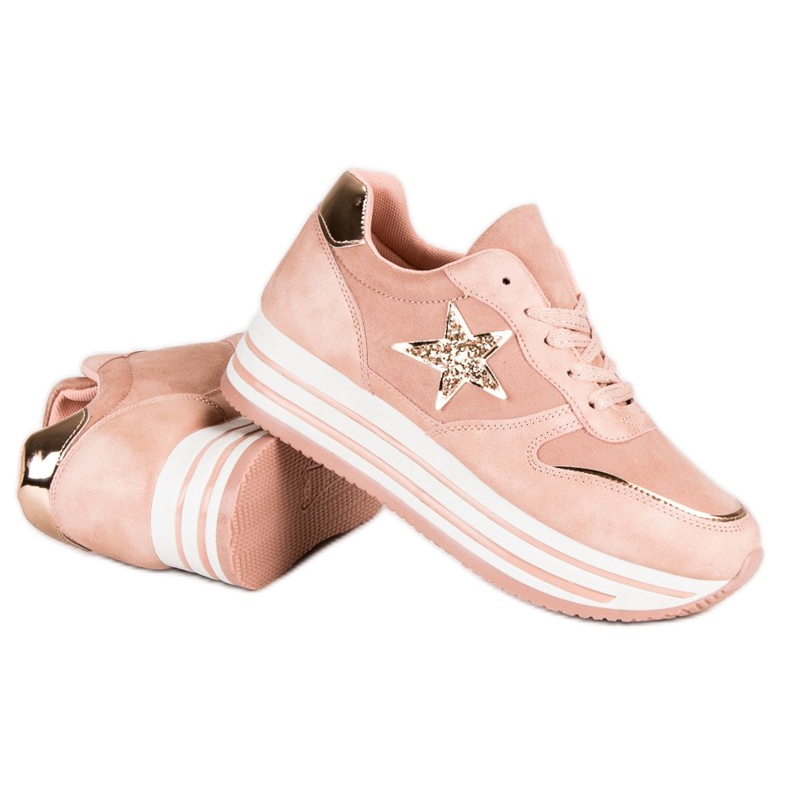 Trendiga sneakers på plattformen rosa 1