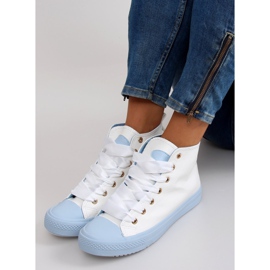 Sneakers för fotleden med dubbla snören bl102p Blå vit 2