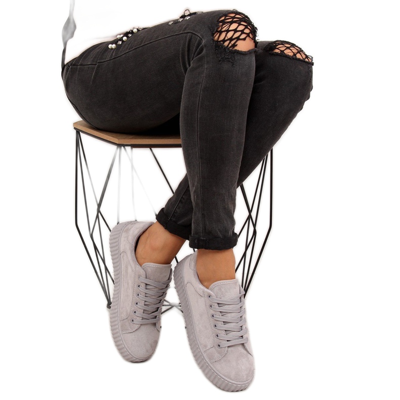 Grå AX03 Grå högsulade sneakers 2