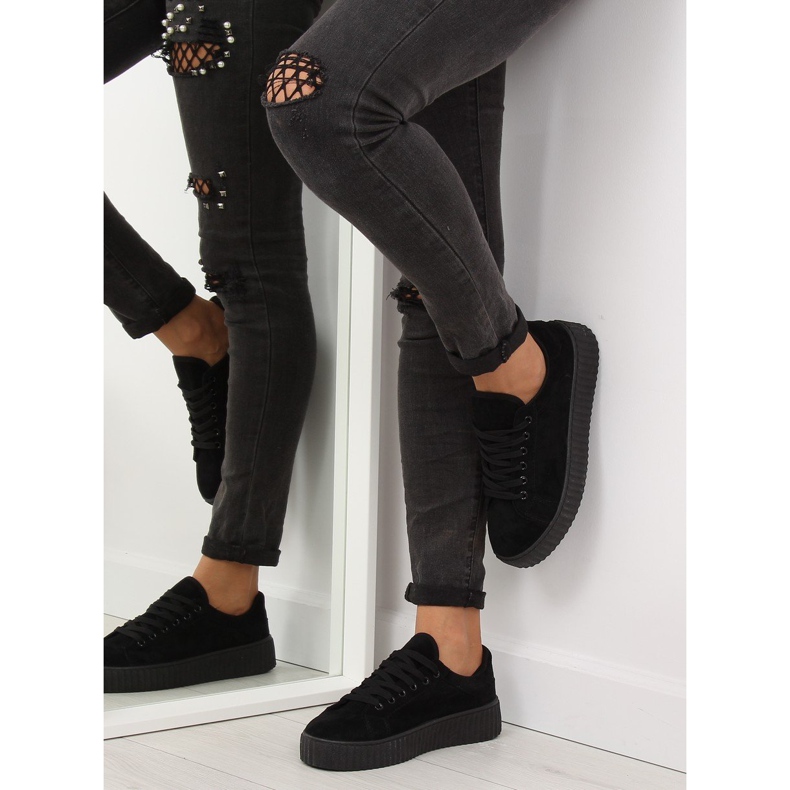 Svart AX03 Svarta sneakers på hög sula 1