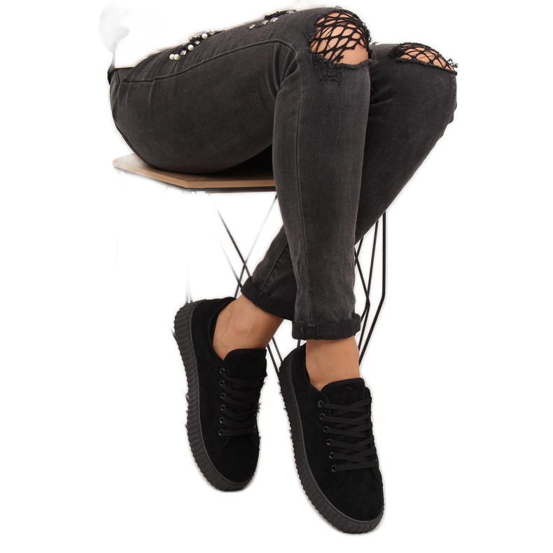 Svart AX03 Svarta sneakers på hög sula 2