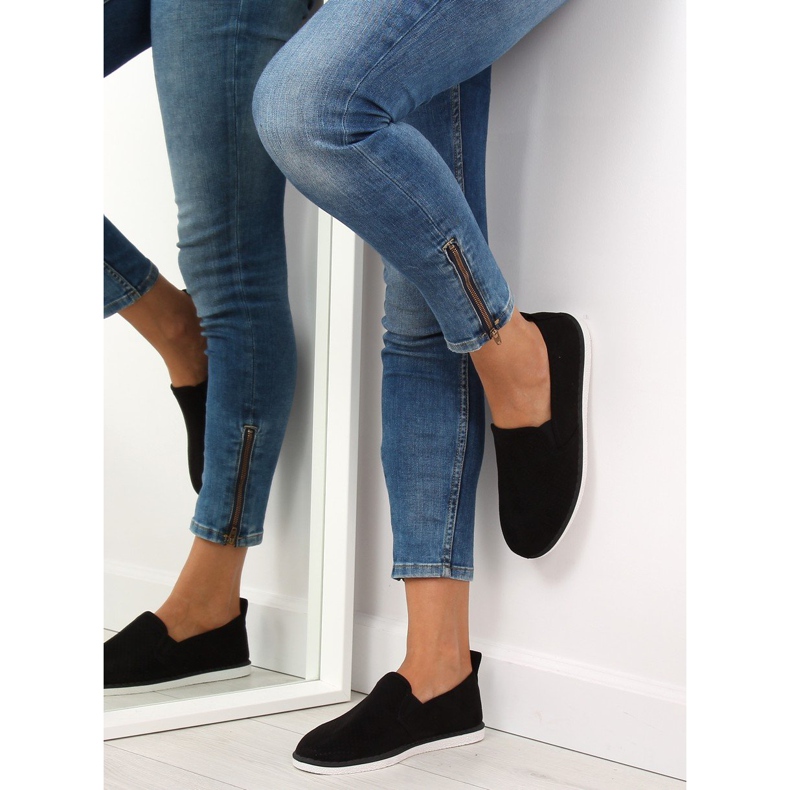 Svarta LA08P Svarta slip-on sneakers 1