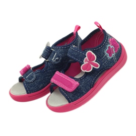 American Club Amerikanska barnskor sandaler fjärilar läder innersula rosa marinblå 4