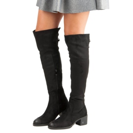 Mocka vinceza högklackade lårhöga stövlar svart 1