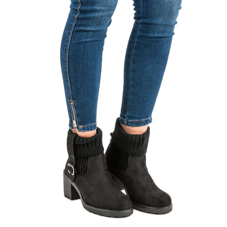 Seastar Högklackade stövlar i mocka svart 1