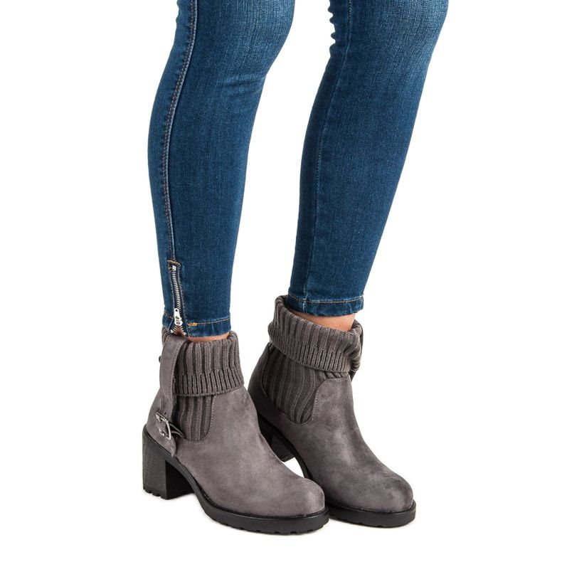 Seastar Högklackade stövlar i mocka grå 2