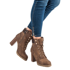 Kayla Knutna högklackade stövlar brun 2