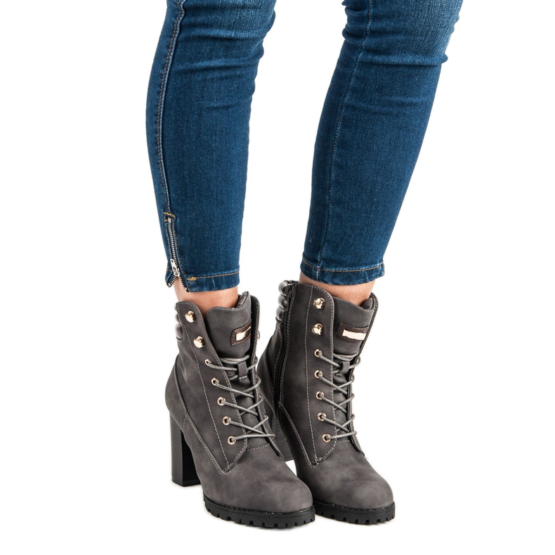 Kayla Knutna högklackade stövlar grå 1