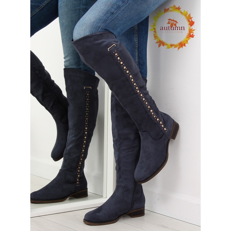 Överknä stövlar, marinblå 990-PG blå 1