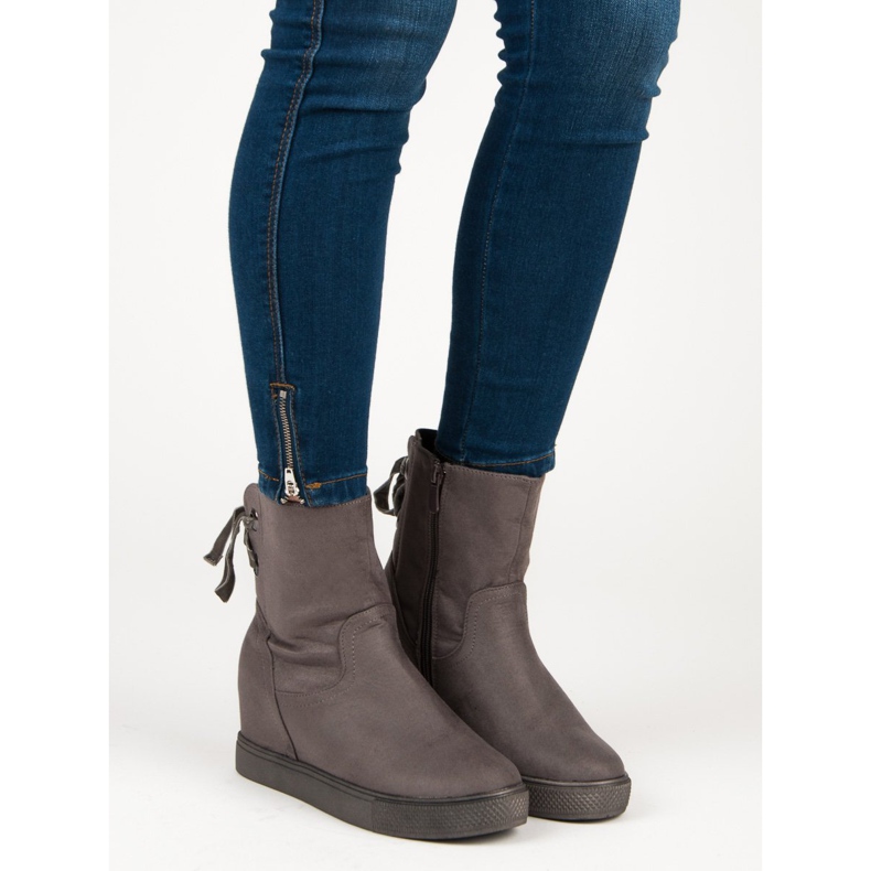 Bestelle Burgundy kilstövlar grå 1