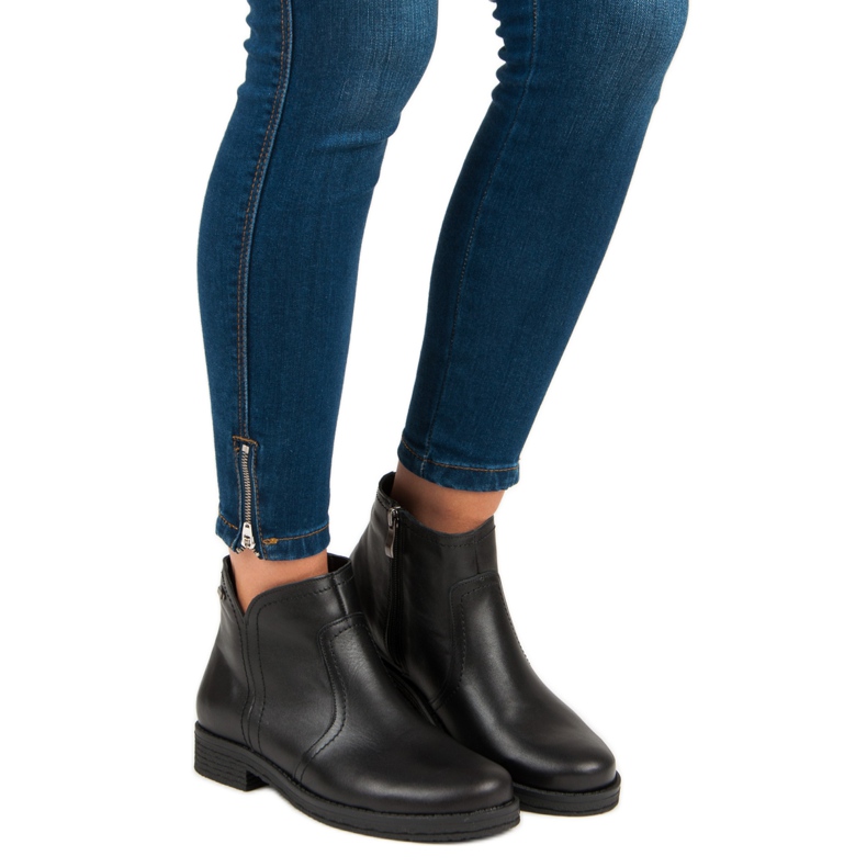 Låga stövlar på VINCEZA -dragkedjan svart 1