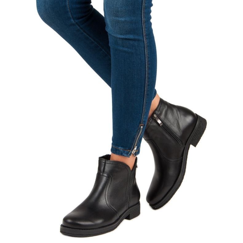 Låga stövlar på VINCEZA -dragkedjan svart 2