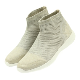 American Club Amerikanska sportskor för kvinnor 17044 beige silver- gul 3