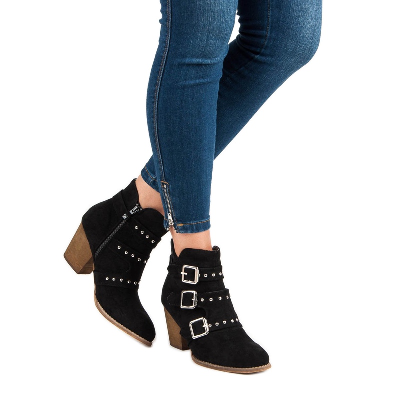 Casual högklackade stövlar svart 2