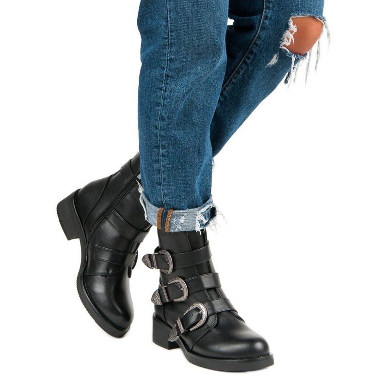 Ideal Shoes Trendiga stövlar för hösten svart 2