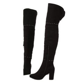 Svarta högklackade stövlar 539-1 Svart 1