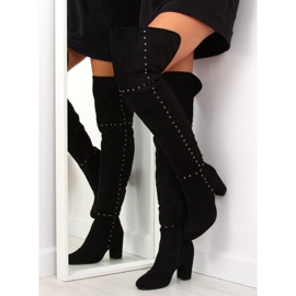 Svarta högklackade stövlar 539-1 Svart 2