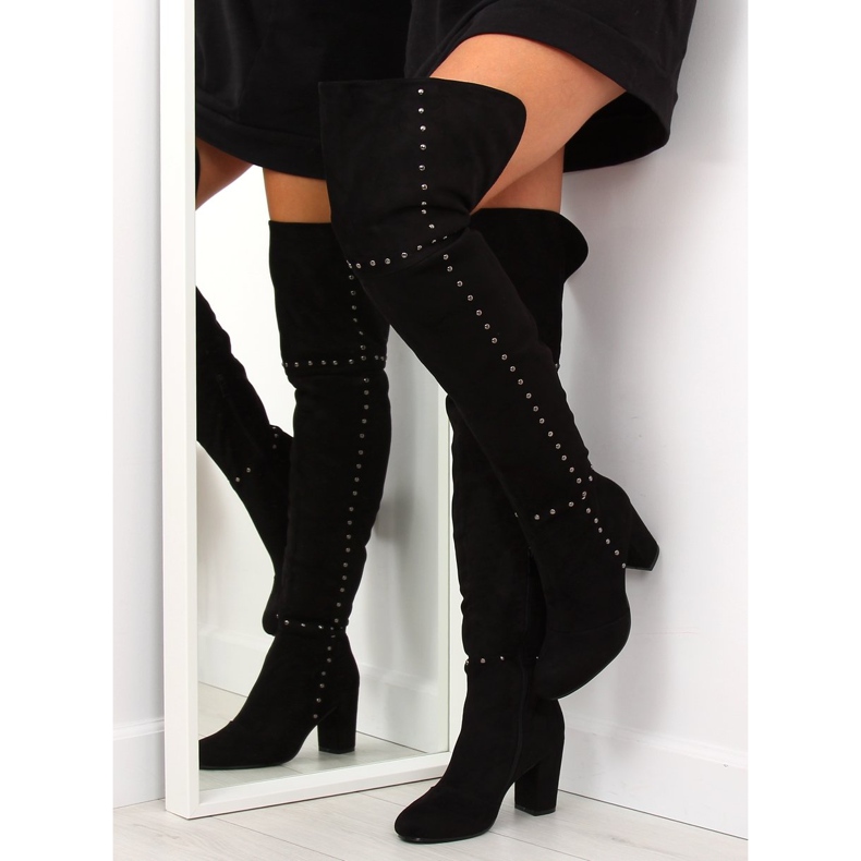 Svarta högklackade stövlar 539-1 Svart 2