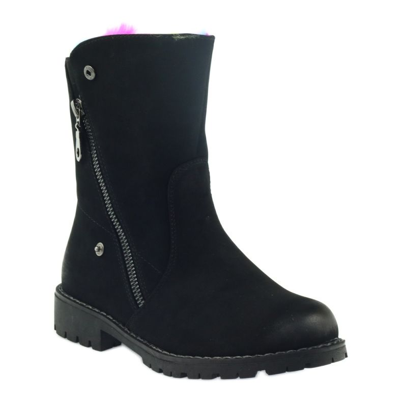 Sergio Leone Stövlar med färgad päls med dragkedja svart mångfärgad 1