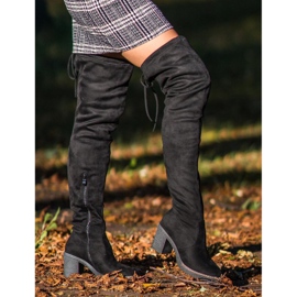 Seastar Höga stövlar i mocka svart 2