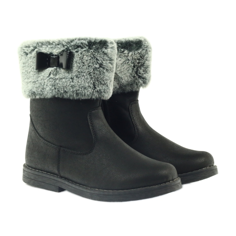 American Club Amerikanska höga stövlar vinterstövlar med päls svart 4