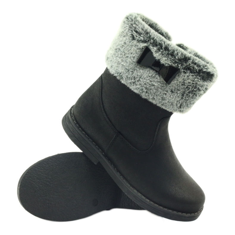 American Club Amerikanska höga stövlar vinterstövlar med päls svart 3