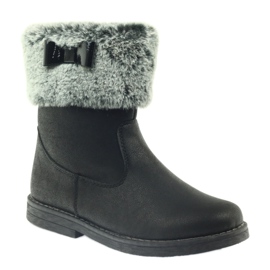 American Club Amerikanska höga stövlar vinterstövlar med päls svart 1