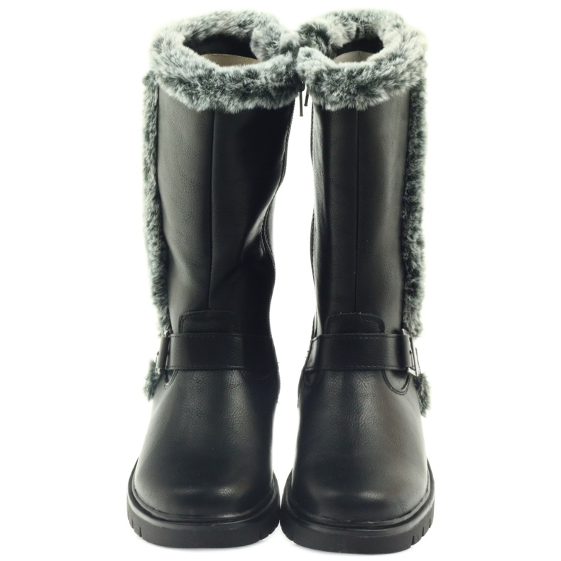 American Club Svarta långa stövlar med päls 2