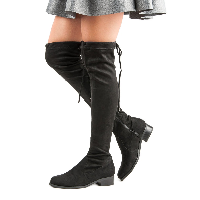 Seastar Snygga lårhöga stövlar svart 2