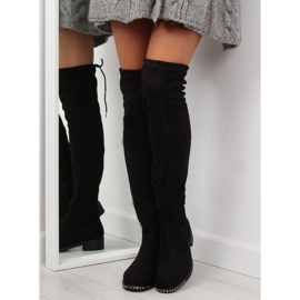 Svarta överstövlar i mocka NS020P svart 2