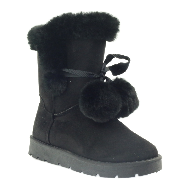 Svart Emusy Mukluki med pompom 1