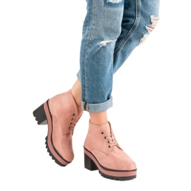 Lätta högklackade stövlar rosa 1