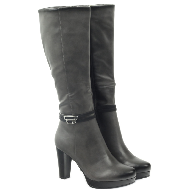 M.Daszyński Stövlar på stolpen Daszyński AM61 svart grå 3