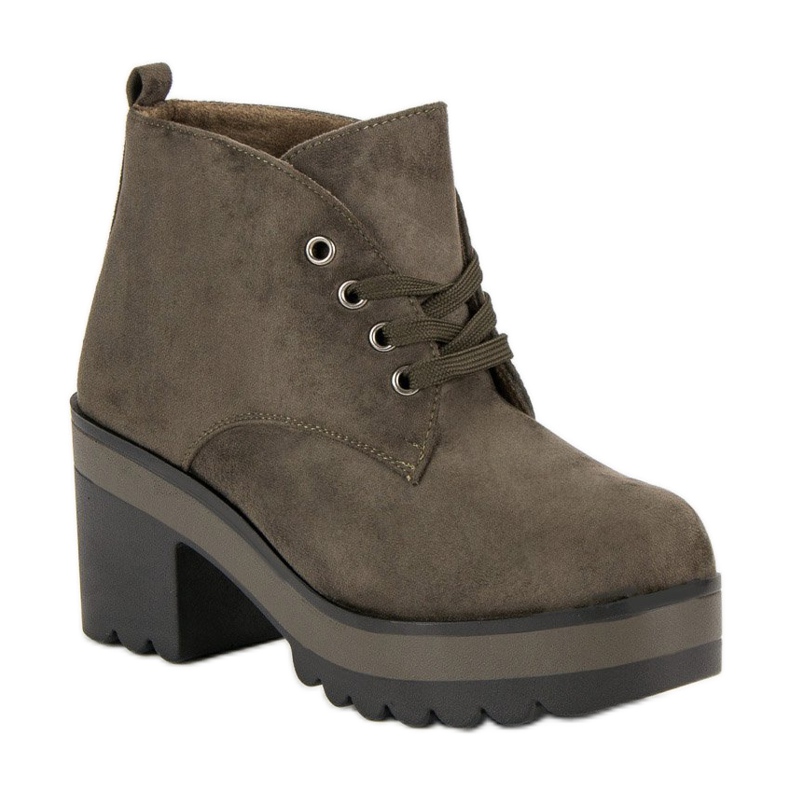 Lätta högklackade stövlar grön 1