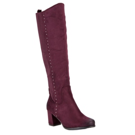 Bekväma VINCEZA högklackade stövlar röd 1