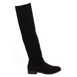 Svarta lårstövlar BM102 svart 2