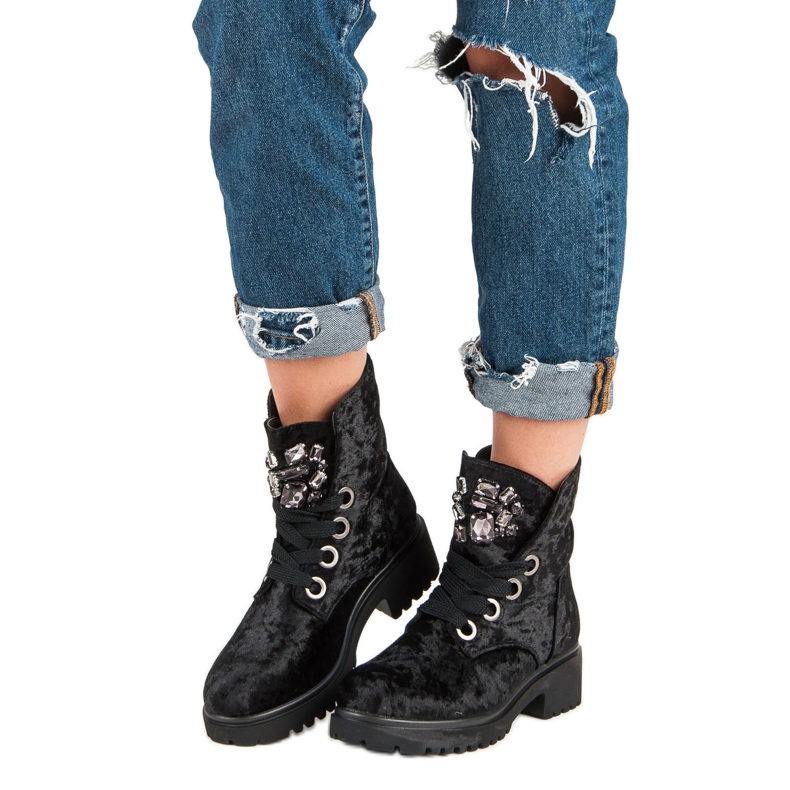 Kylie Trendiga velourstövlar svart 1