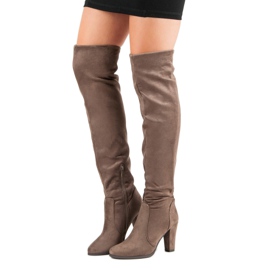 Super Me Höga lårhöga stövlar beige 1