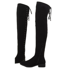 Svarta stövlar med platta klackar 7368 1