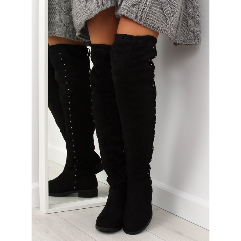 Svarta stövlar med platta klackar 7368 2