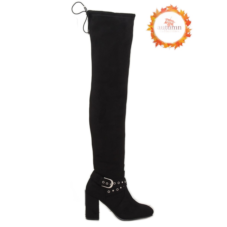 Svarta högklackade stövlar S169 svart 1