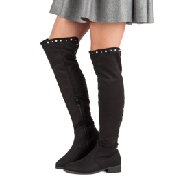 Cm Paris Lårhöga stövlar med pärlor svart 2