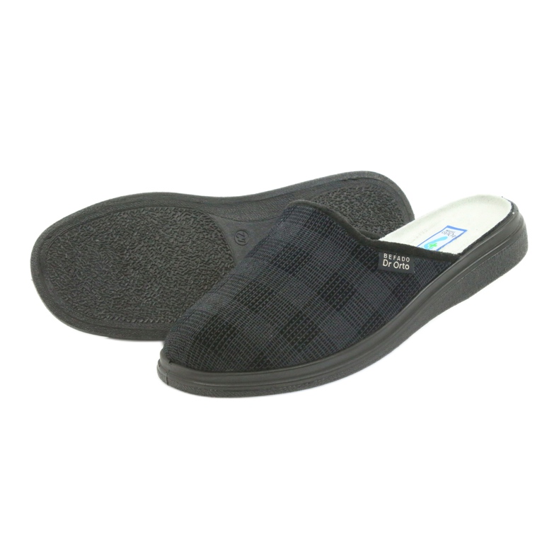 Befado herrskor125m tofflor, hälsotofflor svart grå 4