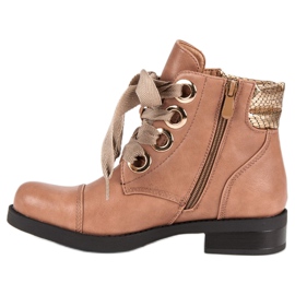 Bestelle Pulverstövlar på en platt häl rosa 1