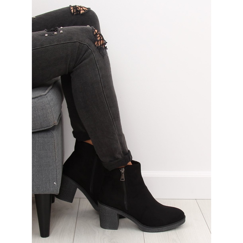 Svarta bredklackade stövlar 2013 Svart 2